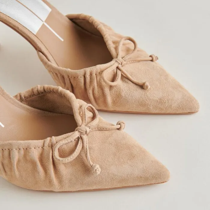 Dolce Vita Kairi Heels Camel Suede Women Mules and Clogs