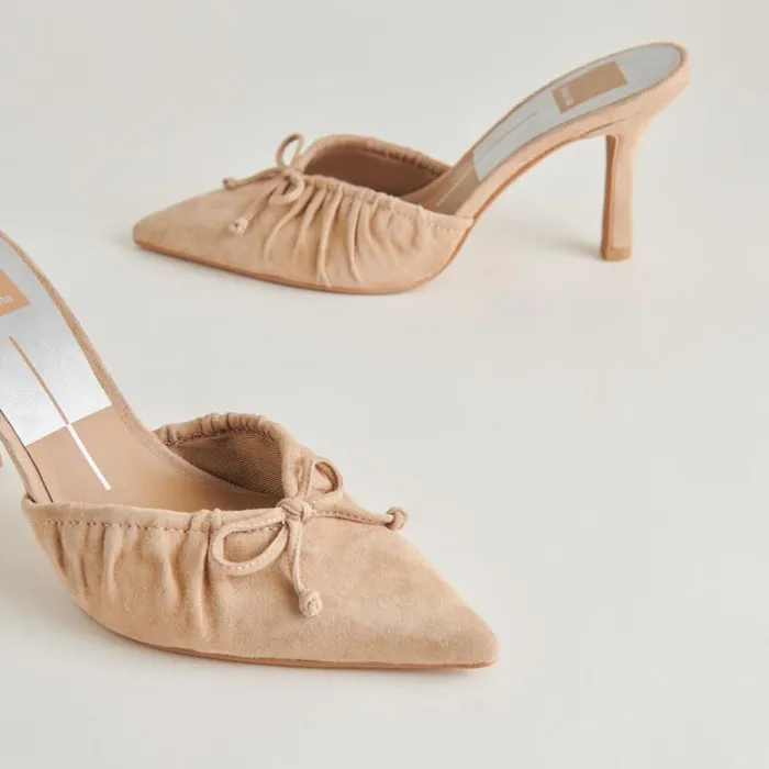 Dolce Vita Kairi Heels Camel Suede Women Mules and Clogs