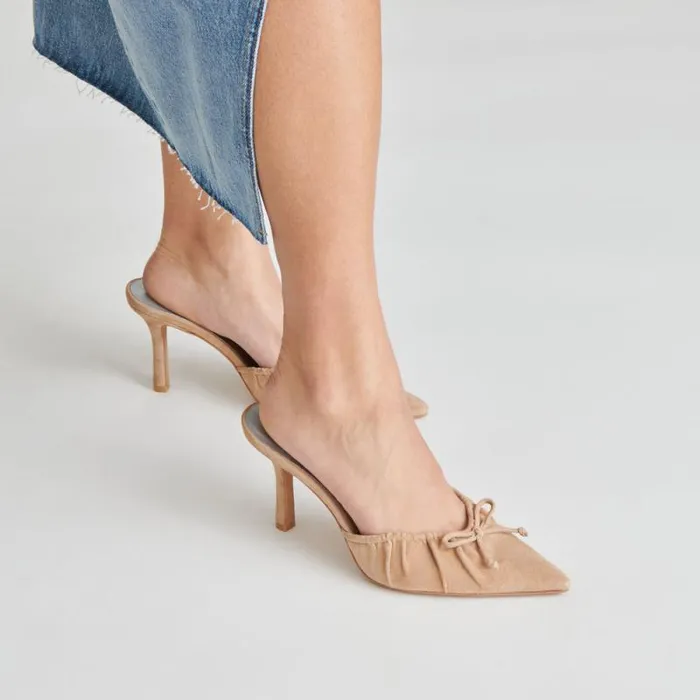 Dolce Vita Kairi Heels Camel Suede Women Mules and Clogs