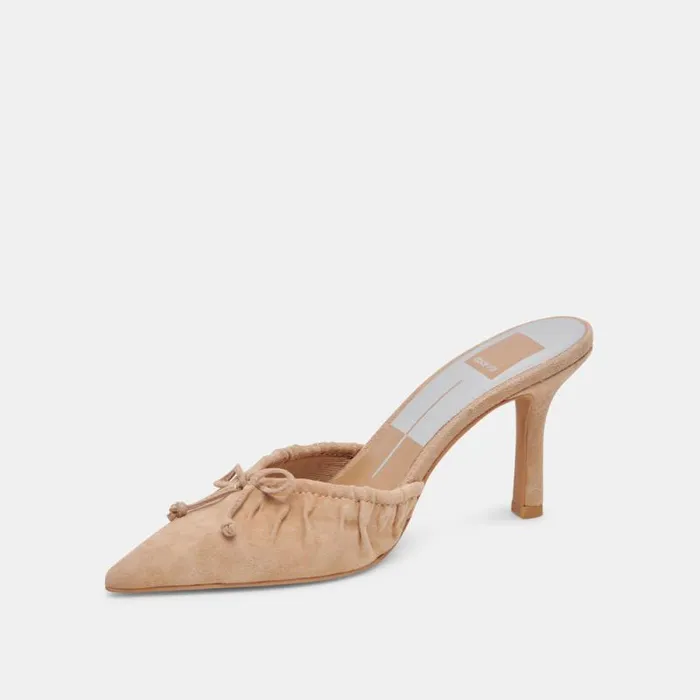 Dolce Vita Kairi Heels Camel Suede Women Mules and Clogs
