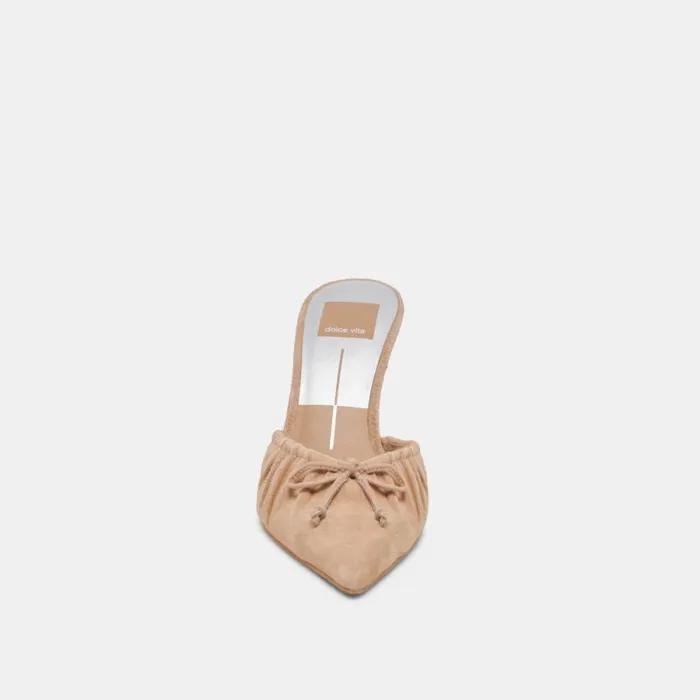 Dolce Vita Kairi Heels Camel Suede Women Mules and Clogs