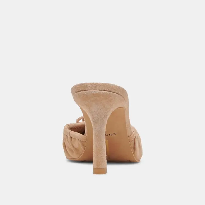 Dolce Vita Kairi Heels Camel Suede Women Mules and Clogs