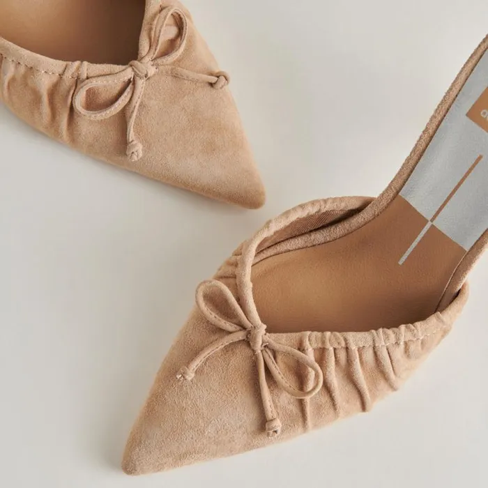 Dolce Vita Kairi Heels Camel Suede Women Mules and Clogs