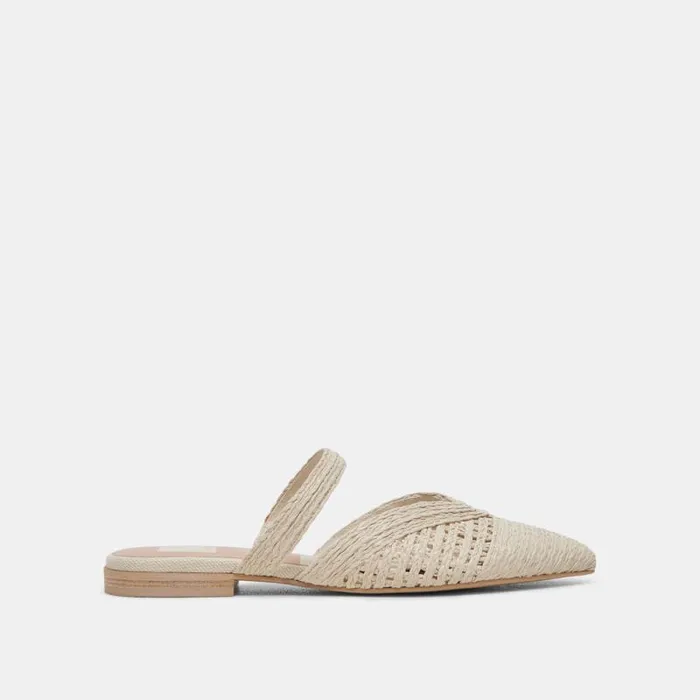 Dolce Vita Kaline Flats Ivory Raffia Women Flats and Loafers