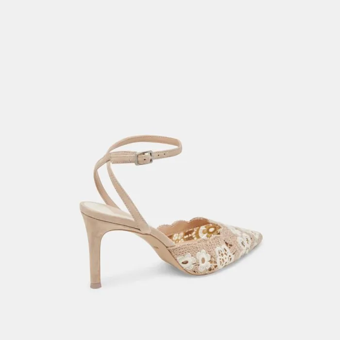 Dolce Vita Kenedy Heels Taupe Multi Crochet Women Heels