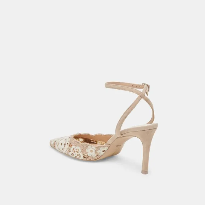Dolce Vita Kenedy Heels Taupe Multi Crochet Women Heels