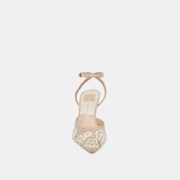 Dolce Vita Kenedy Heels Taupe Multi Crochet Women Heels