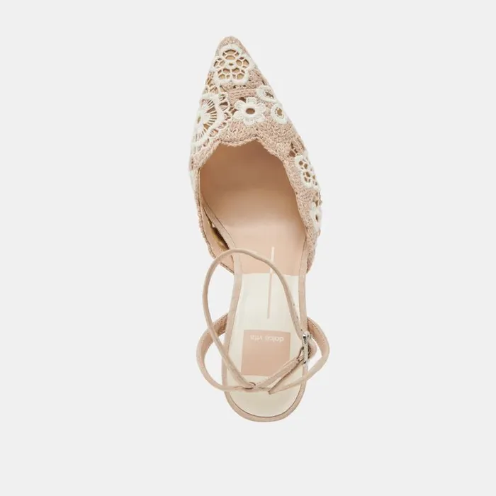Dolce Vita Kenedy Heels Taupe Multi Crochet Women Heels