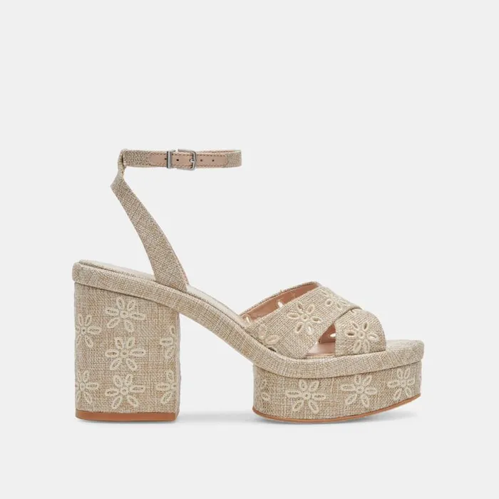 Dolce Vita Laisha Heels Almond Floral Eyelet Women Heels