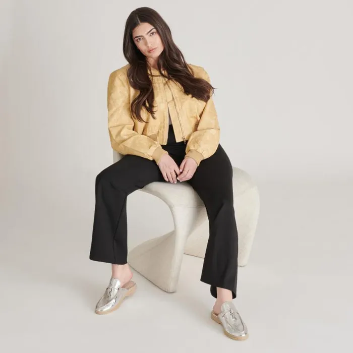 Dolce Vita Lasail Flats Silver Distressed Leather Women Flats and Loafers