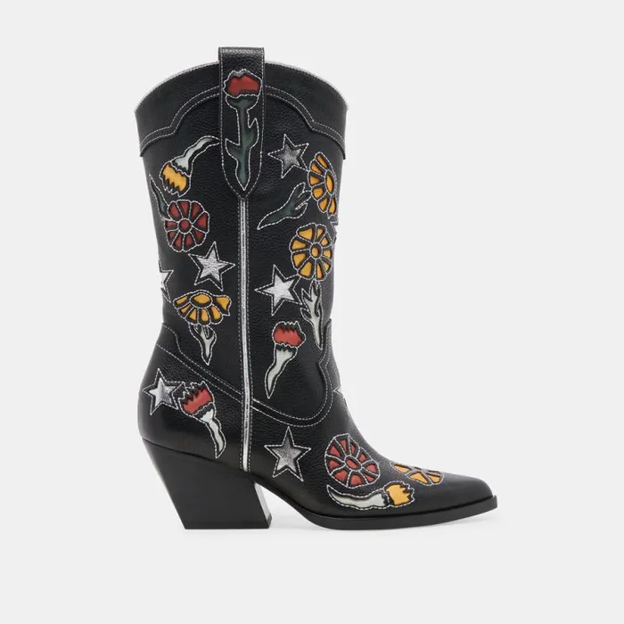 Dolce Vita Lassie Boots Black Multi Leather Women Boots and Booties