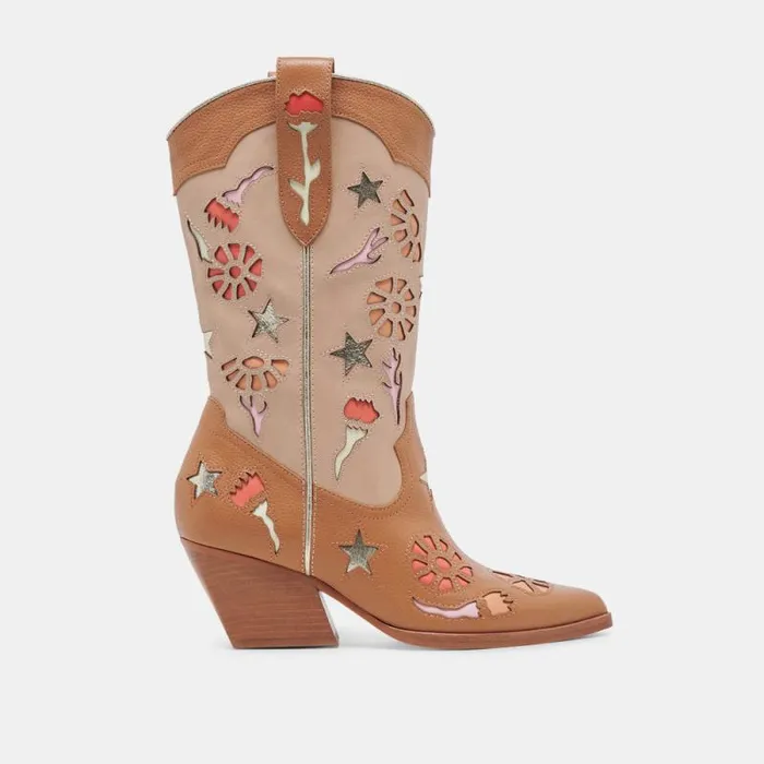 Dolce Vita Lassie Boots Tan Multi Leather Women Boots and Booties
