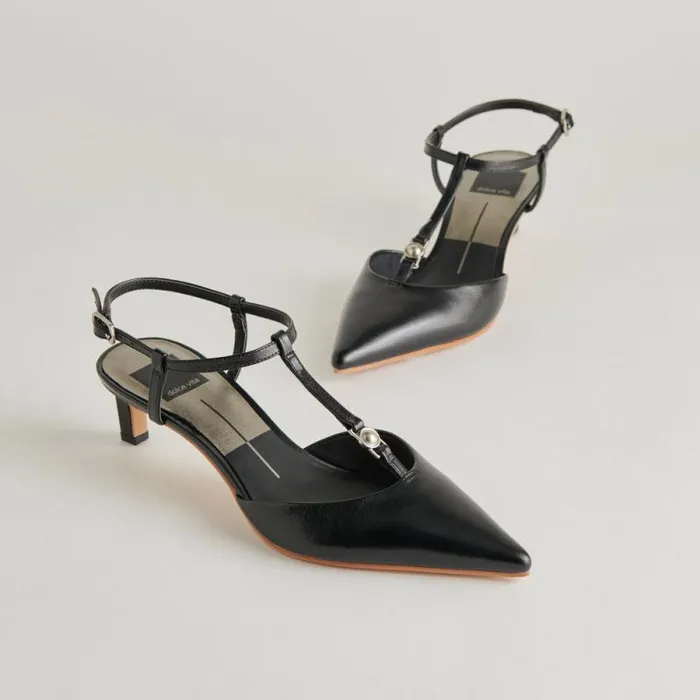 Dolce Vita Lavon Heels Black Leather Women Heels