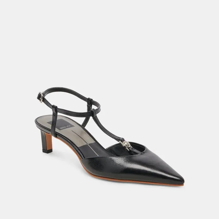 Dolce Vita Lavon Heels Black Leather Women Heels