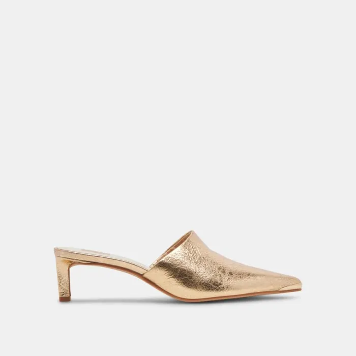 Dolce Vita Lexy Heels Gold Distressed Leather Women Heels
