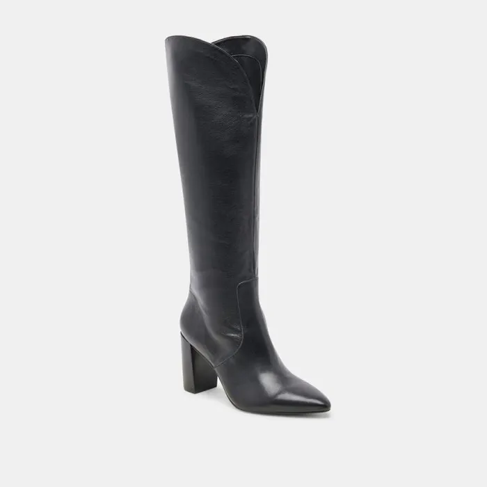 Dolce Vita Nedi Wide Calf Boots Black Leather Women Boots and Booties
