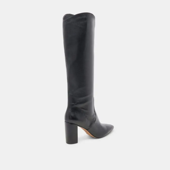 Dolce Vita Nedi Wide Calf Boots Black Leather Women Boots and Booties