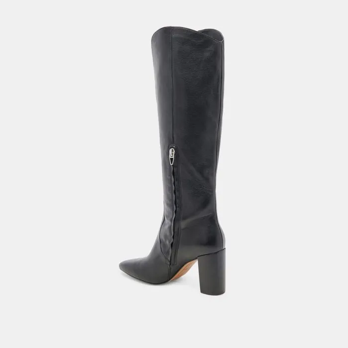 Dolce Vita Nedi Wide Calf Boots Black Leather Women Boots and Booties