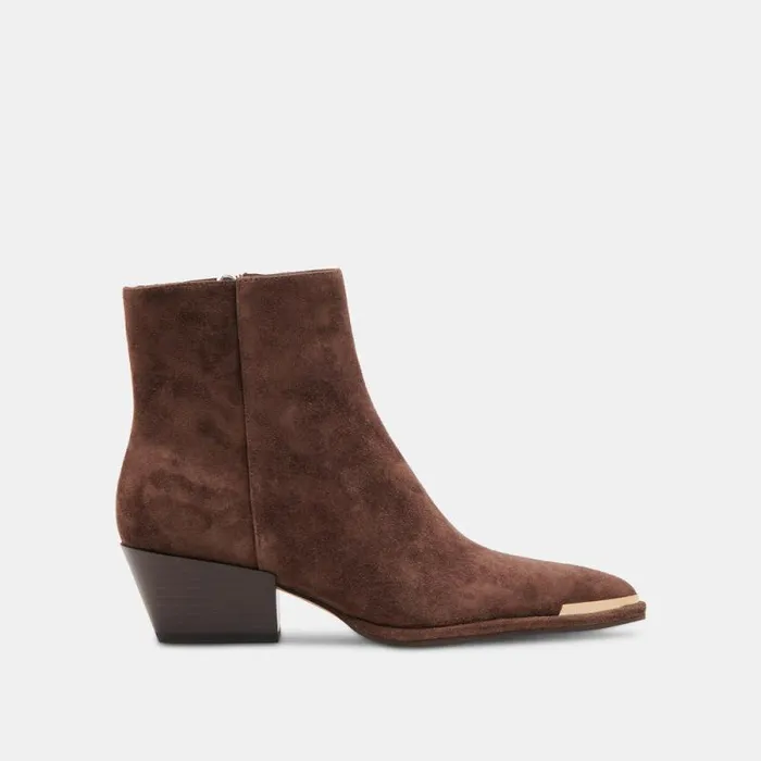 Dolce Vita Nonah Booties Dk Brown Suede Women Boots and Booties
