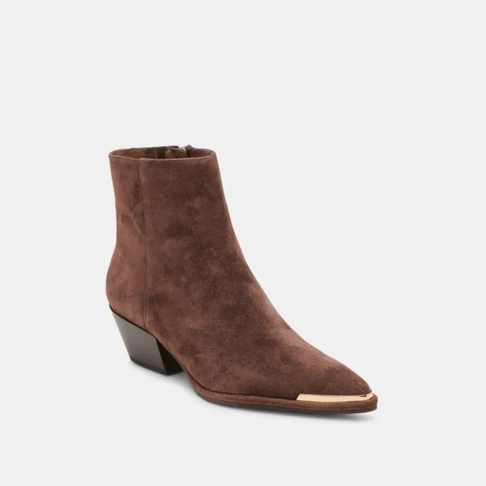 Dolce Vita Nonah Booties Dk Brown Suede Women Boots and Booties