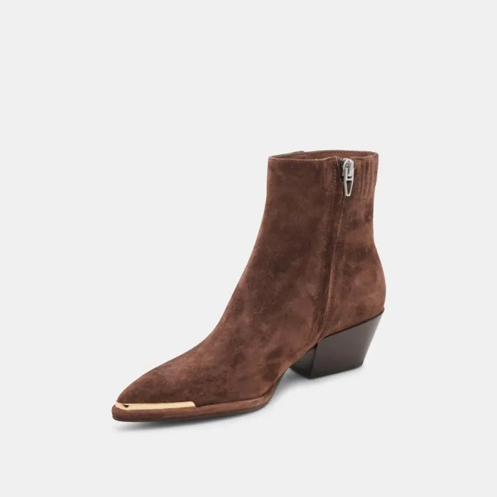 Dolce Vita Nonah Booties Dk Brown Suede Women Boots and Booties