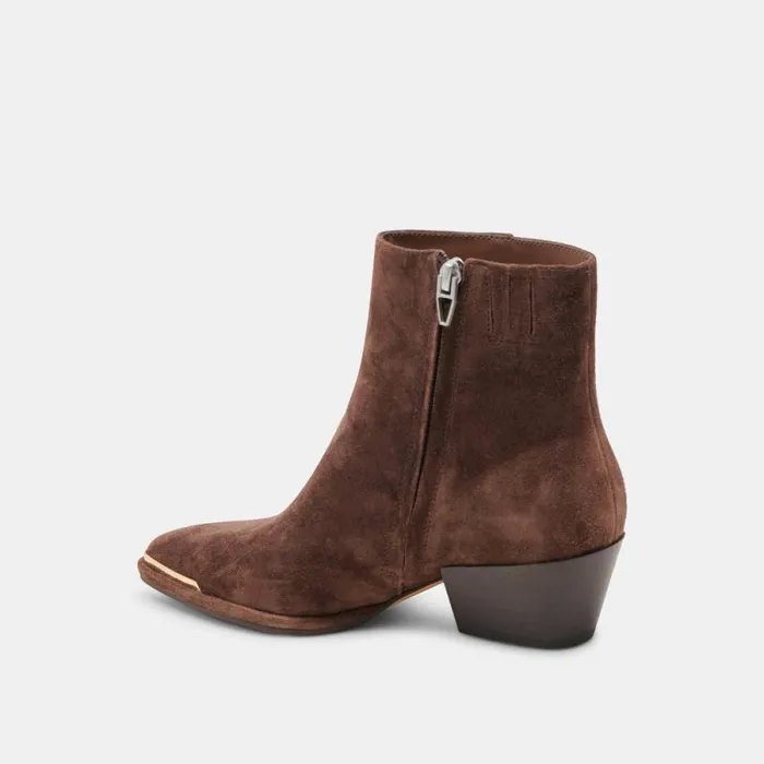 Dolce Vita Nonah Booties Dk Brown Suede Women Boots and Booties