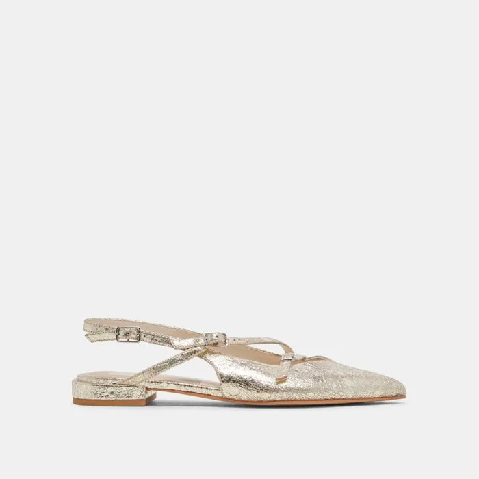 Dolce Vita Pamla Flats Platinum Distressed Leather Women Flats and Loafers