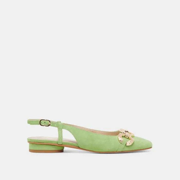 Dolce Vita Ramano Flats Lime Suede Women Flats and Loafers