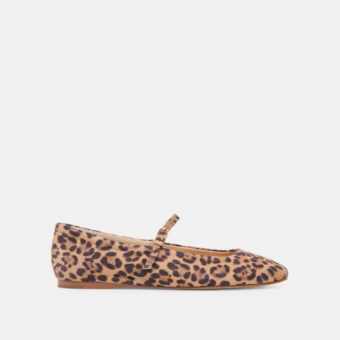 Dolce Vita Reyes Ballet Flats Dk Leopard Suede Women Flats and Loafers