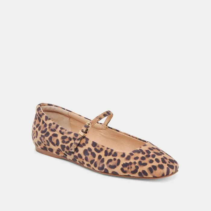 Dolce Vita Reyes Ballet Flats Dk Leopard Suede Women Flats and Loafers