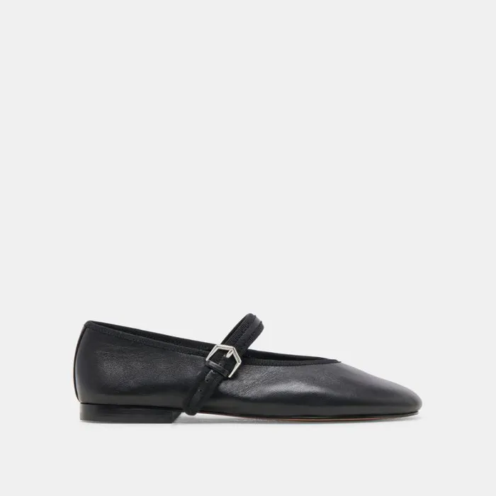 Dolce Vita Roslyn Ballet Flats Black Leather Women Flats and Loafers