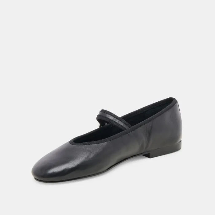 Dolce Vita Roslyn Ballet Flats Black Leather Women Flats and Loafers