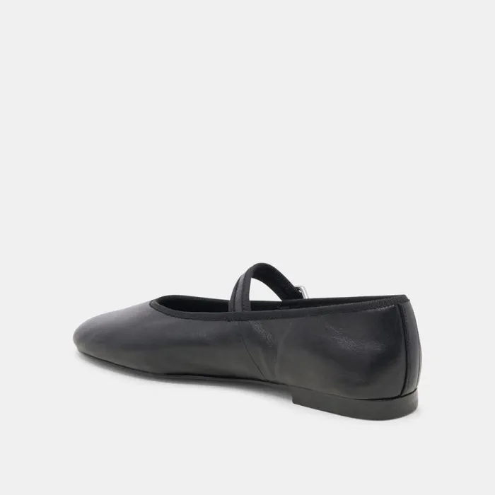 Dolce Vita Roslyn Ballet Flats Black Leather Women Flats and Loafers