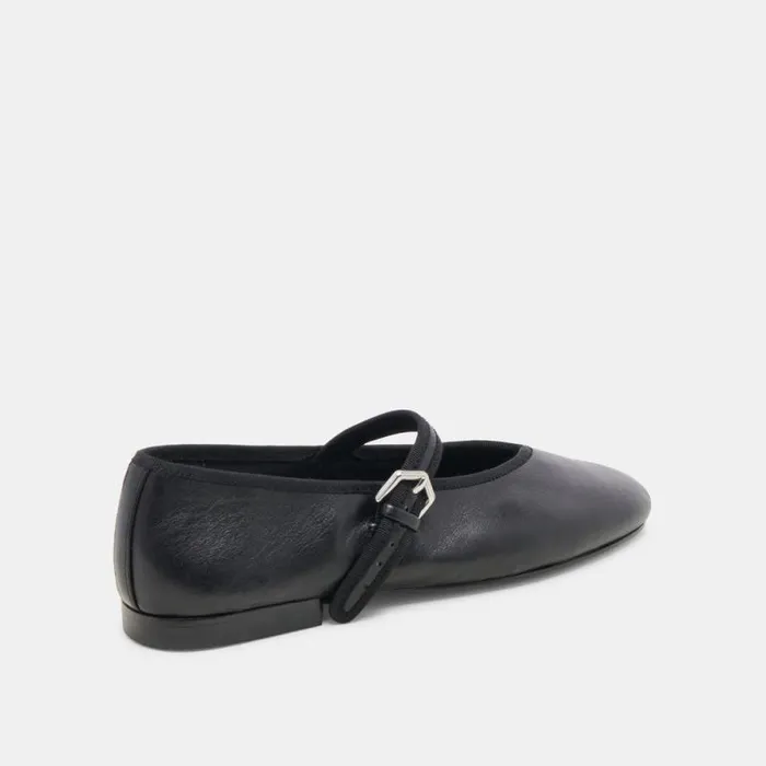 Dolce Vita Roslyn Ballet Flats Black Leather Women Flats and Loafers