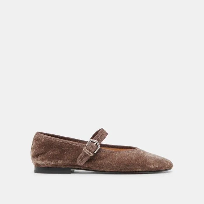 Dolce Vita Roslyn Ballet Flats Smoke Velvet Women Flats and Loafers