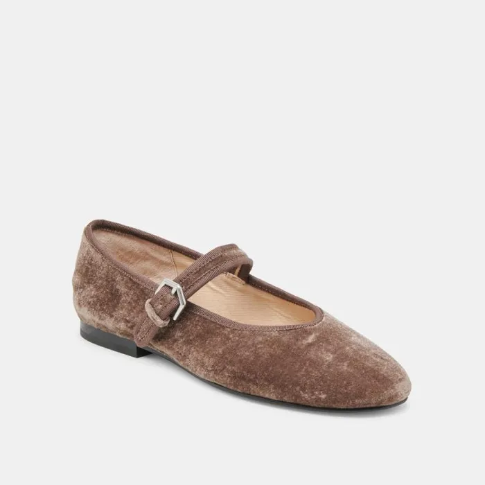 Dolce Vita Roslyn Ballet Flats Smoke Velvet Women Flats and Loafers