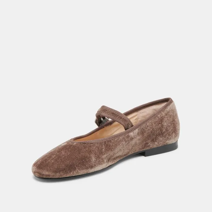 Dolce Vita Roslyn Ballet Flats Smoke Velvet Women Flats and Loafers