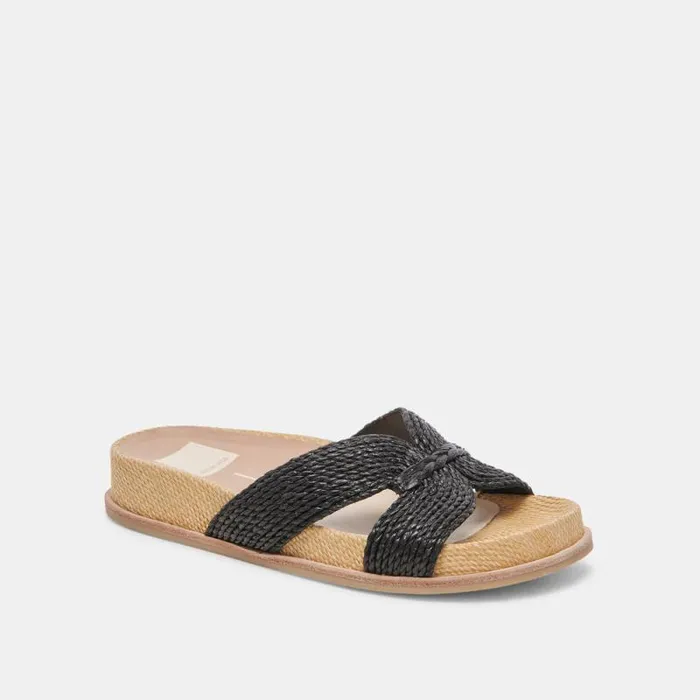 Dolce Vita Selda Sandals Onyx Raffia Women Sandals
