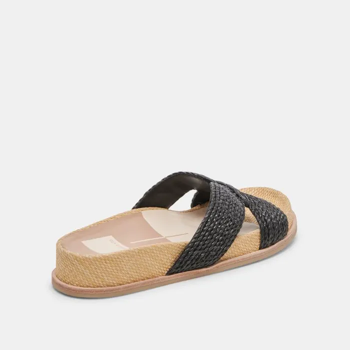 Dolce Vita Selda Sandals Onyx Raffia Women Sandals
