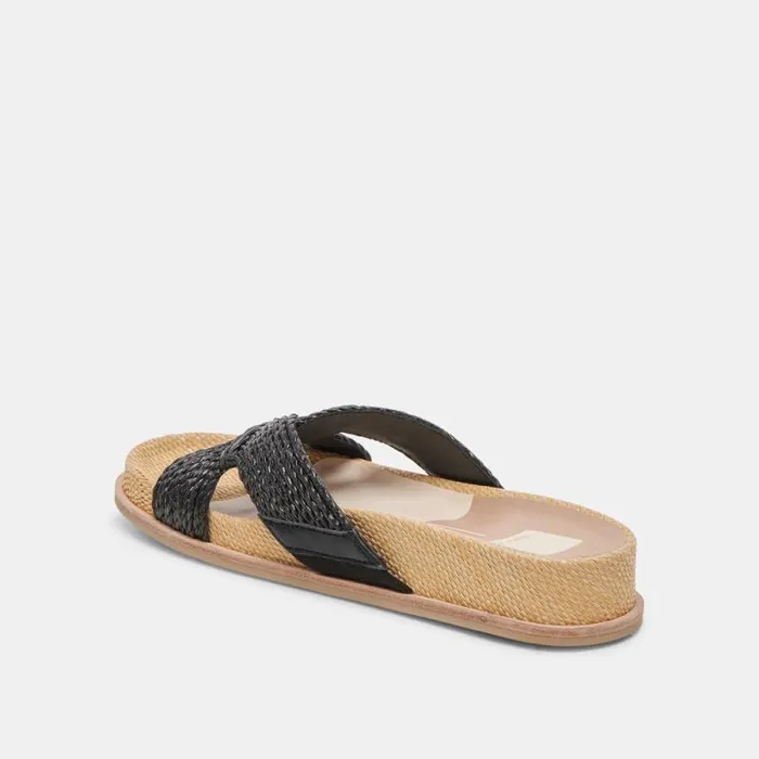 Dolce Vita Selda Sandals Onyx Raffia Women Sandals