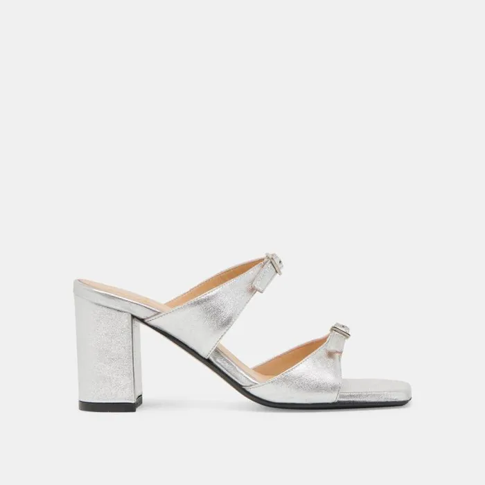 Dolce Vita Shane Heels Silver Metallic Leather Women Heels