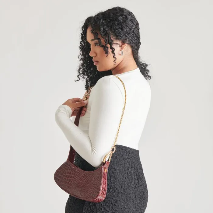 Dolce Vita Silvie Shoulder Bag Wine Croco Stella Women Handbags