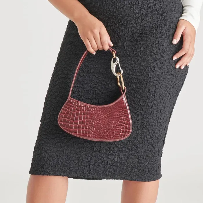 Dolce Vita Silvie Shoulder Bag Wine Croco Stella Women Handbags