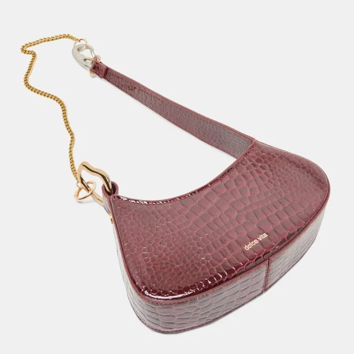 Dolce Vita Silvie Shoulder Bag Wine Croco Stella Women Handbags