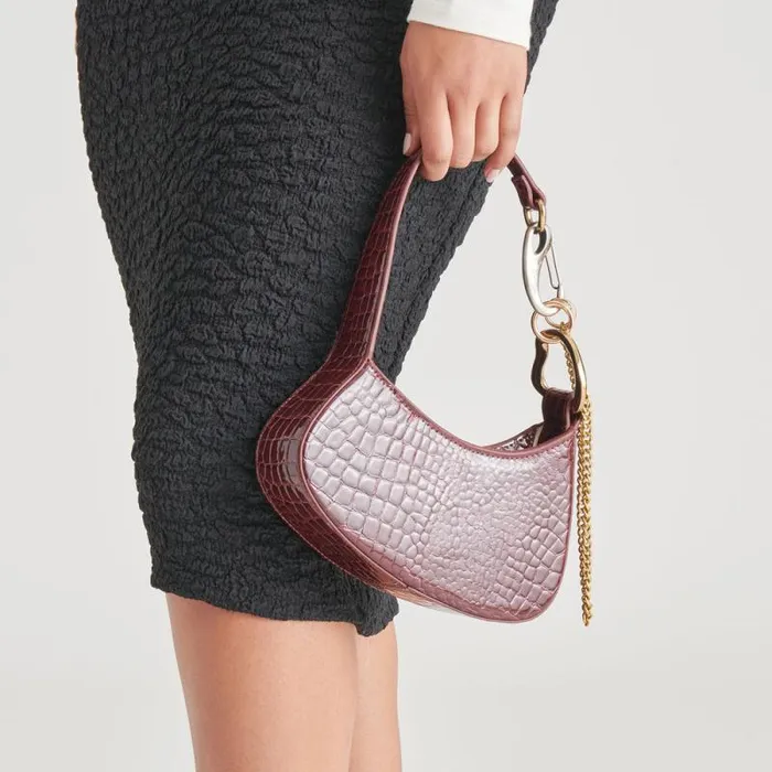 Dolce Vita Silvie Shoulder Bag Wine Croco Stella Women Handbags