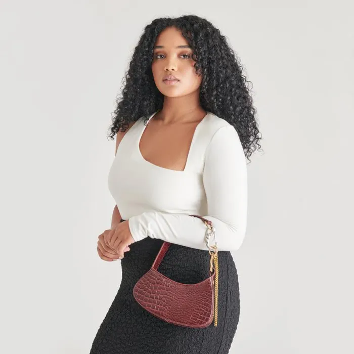Dolce Vita Silvie Shoulder Bag Wine Croco Stella Women Handbags
