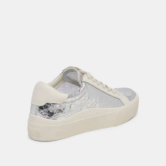 Dolce Vita Zayn 360 Sneakers Silver Distressed Leather Women Sneakers