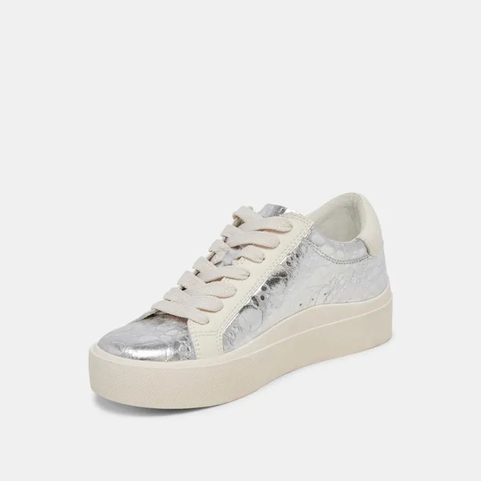 Dolce Vita Zayn 360 Sneakers Silver Distressed Leather Women Sneakers