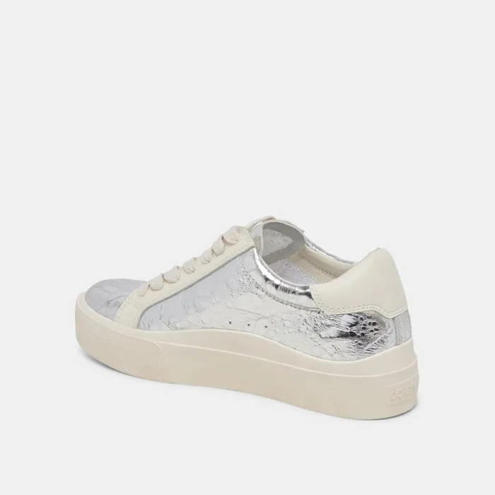 Dolce Vita Zayn 360 Sneakers Silver Distressed Leather Women Sneakers