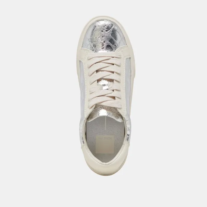 Dolce Vita Zayn 360 Sneakers Silver Distressed Leather Women Sneakers